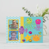 Foto Ocean Zee Life Octopus Verjaardagsuitnodiging Kaart (Staand voorkant)