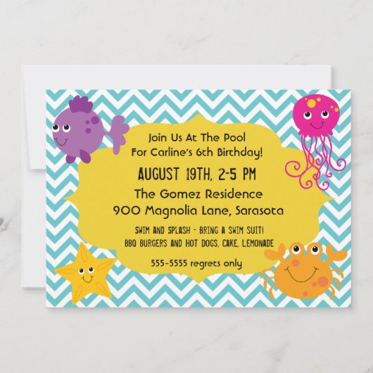 Foto Ocean Zee Life Octopus Verjaardagsuitnodiging Kaart (Achterkant)