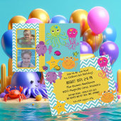 Foto Ocean Zee Life Octopus Verjaardagsuitnodiging Kaart