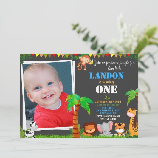 Foto Oerwoud 1e verjaardagsuitnodiging Kaart (Staand voorkant)