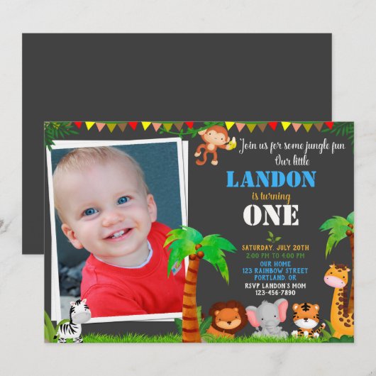 Foto Oerwoud 1e verjaardagsuitnodiging Kaart (Voorkant / Achterkant)