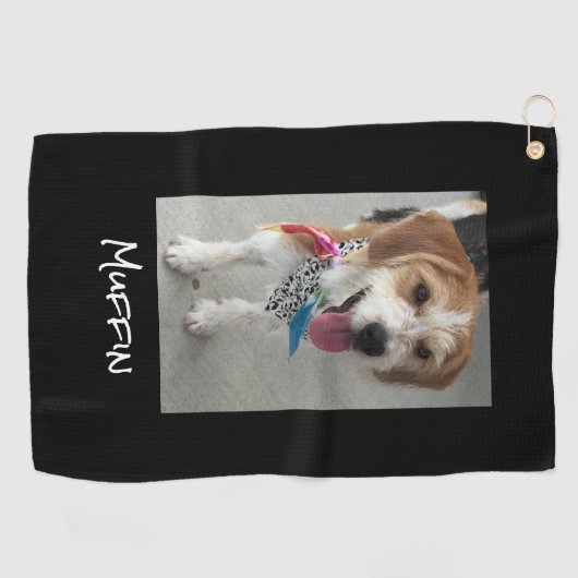 Foto of onderliggend kind, zwart aanpassen golfhanddoek (Horizontaal)