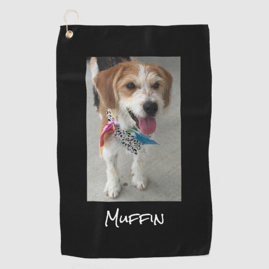 Foto of onderliggend kind, zwart aanpassen golfhanddoek (Voorkant)