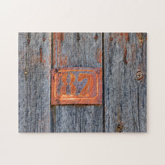 Foto: Old Grunge Rusty Metal House Number. 87 Legpuzzel (Horizontaal)