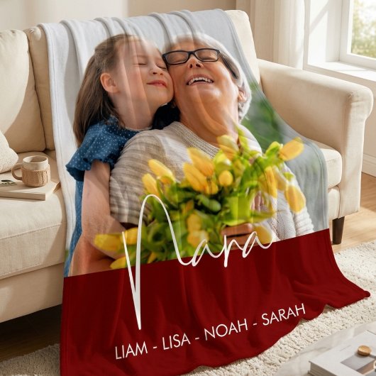 FOTO Oma Grootmoeder Kleinkinderen Fleece Deken