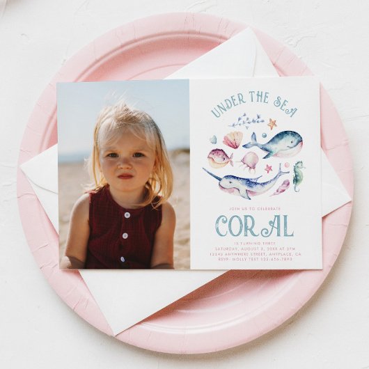 Foto onder de Zee Birthday Invitation Kaart
