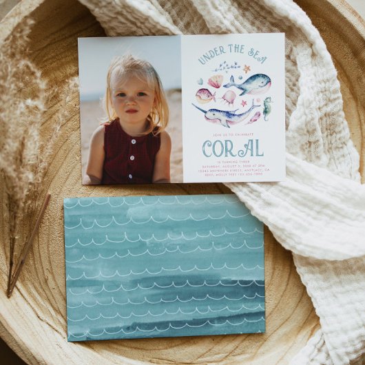Foto onder de Zee Birthday Invitation Kaart