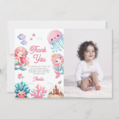 Foto Onder de Zee Zeemeerminnen Kinderverjaardagsf Bedankkaart (Voorkant)