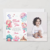 Foto Onder het Zee Mermaids Kids Verjaardagsfeest Bedankkaart (Voorkant)