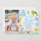 Foto Onder het Zee One-der The Zee First Birthday Kaart (Voorkant)