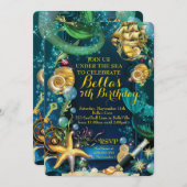Foto Onder het Zee Pirate Mermaid Party Invite Kaart (Voorkant / Achterkant)