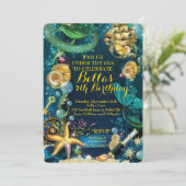 Foto Onder het Zee Pirate Mermaid Party Invite Kaart (Staand voorkant)