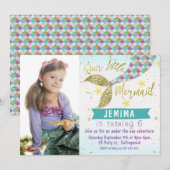 Foto onder Zee Mermaid Tail Birthday Uitnodiging (Voorkant / Achterkant)