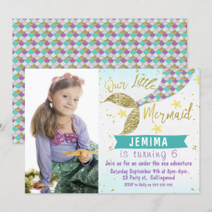 Foto onder Zee Mermaid Tail Birthday Uitnodiging