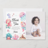 Foto Onderzee Zeemeerminnen Kinderen Verjaardagsfe Bedankkaart (Voorkant)