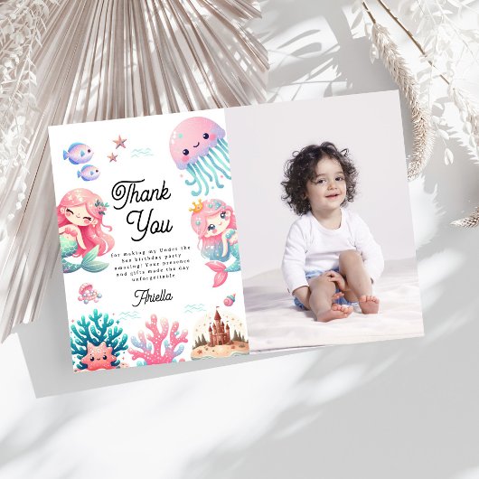 Foto Onderzee Zeemeerminnen Kinderen Verjaardagsfe Bedankkaart