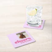 Foto Onderzetter, Retro Paarse & Roze, 40e verjaar Kartonnen Onderzetters (Insitu)