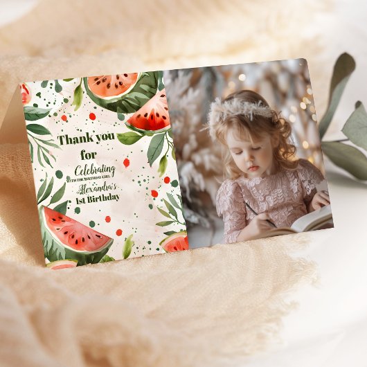 Foto 'One in a Melon' Schattige Watermelon Meisje  Bedankkaart
