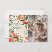 Foto 'One in a Melon' Schattige Watermelon Meisje  Bedankkaart (Voorkant)