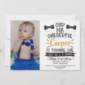 Foto: Onederful 1st Birthday Invitation Kaart (Voorkant)