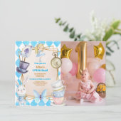 Foto Onederland Alice in Wonderland 1e Verjaardag Kaart (Staand voorkant)