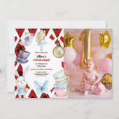 Foto Onederland Alice in Wonderland 1e Verjaardag Kaart (Voorkant)