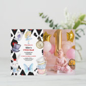 Foto Onederland Alice in Wonderland 1e Verjaardag Kaart (Staand voorkant)