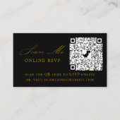 Foto Online RSVP QR Code Black Gold Weduwen Informatiekaartje (Voorkant)