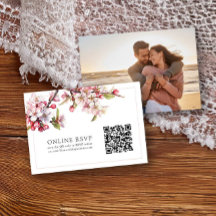 Foto Online RSVP QR Code Cherry Blossom Wedding