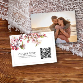 Foto Online RSVP QR Code Cherry Blossom Wedding