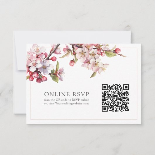 Foto Online RSVP QR Code Cherry Blossom Wedding (Voorkant)