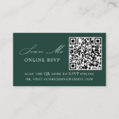 Foto Online RSVP QR Code Emerald Green Wedding Informatiekaartje (Voorkant)