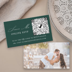 Foto Online RSVP QR Code Emerald Green Wedding Informatiekaartje
