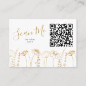 Foto Online RSVP QR Code Gold Wildflower Schets Informatiekaartje (Voorkant)