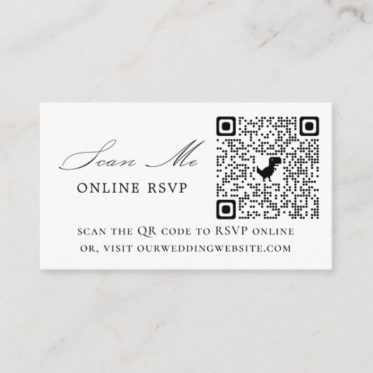 Foto online RSVP QR Code White Weduwen Informatiekaartje (Voorkant)