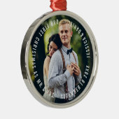 Foto "Onze eerste kerst" Passen getrouwd Metalen Ornament (Rechts)