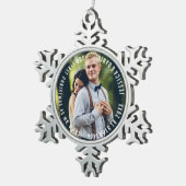 Foto "Onze eerste kerst" Passen getrouwd Tin Sneeuwvlok Ornament (Rechts)