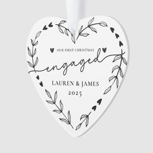 Foto Onze eerste kerst verloofde vakantie krans Ornament (voorkant)