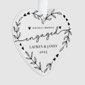 Foto Onze eerste kerst verloofde vakantie krans Ornament (voorkant)