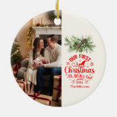 Foto Onze Eerste Kerstmis als Mam en Pap Keramisch Ornament (Achterkant)