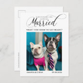 Foto Onze mensen trouwen Save the Date Aankondigingskaart (Voorkant / Achterkant)