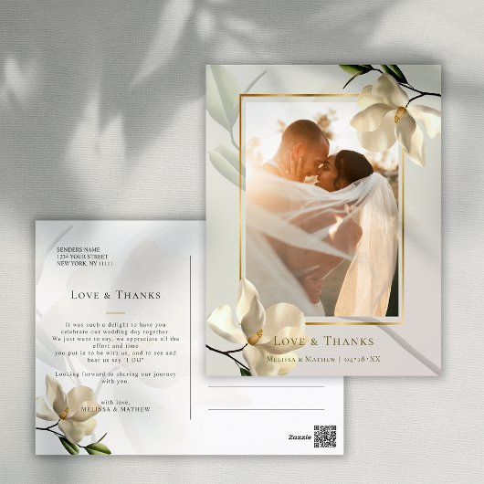 Foto Oosters Wit Magnolia Dank u Briefkaart