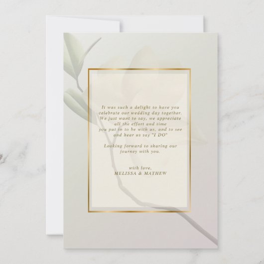 Foto Oosterse Magnolia bruiloft bedankje Kaart (Achterkant)