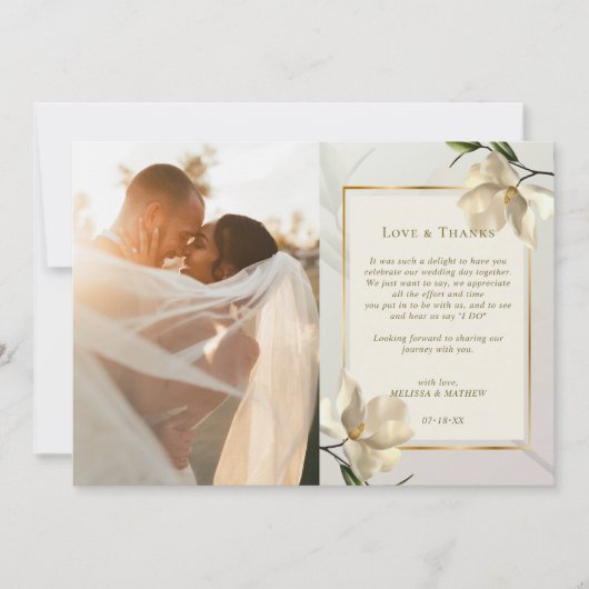 Foto Oosterse Magnolia bruiloft bedankje Kaart (Voorkant)