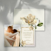 Foto Oosterse Magnolia bruiloft bedankje Kaart