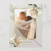 Foto Oosterse witte magnolia bedankkaart Briefkaart (Voorkant)