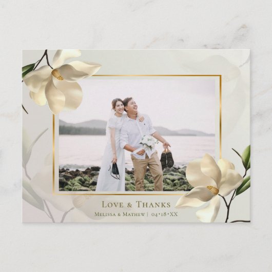 Foto Oosterse Witte Magnolia Bedankkaart Briefkaart (Voorkant)