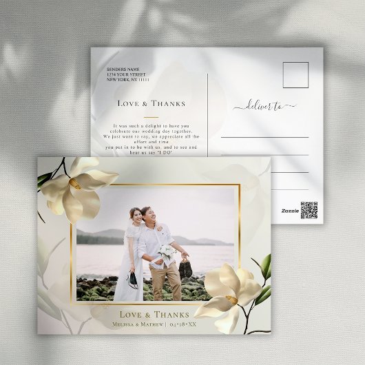 Foto Oosterse Witte Magnolia Bedankkaart Briefkaart