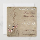Foto op achterkant Vogelkooi Save the Date Kaart (Voorkant)