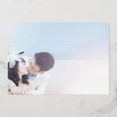 Foto op achterste Grove Blue & Gold Fairy Lichten Folie Uitnodiging (Achterkant)